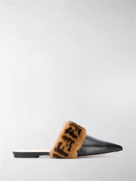 fendi sabot mules fur|Sandals & Mules .